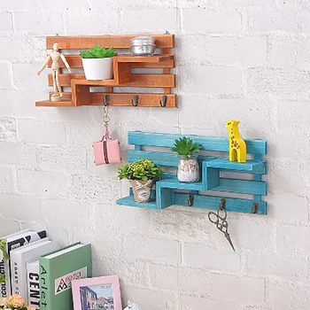

Three-Layer Wood Wall Mounted Shelf Holder Storage Rack With 3 Hook Home Hanging Decoration Entrance Door Wall Organizer Holder