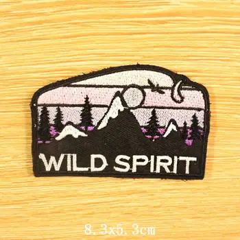 

Mountain Embroidery Patch Camping Traveler Iron On Patches For Clothing DIY UFO Alien Embroidered Patches For Clothes Badges