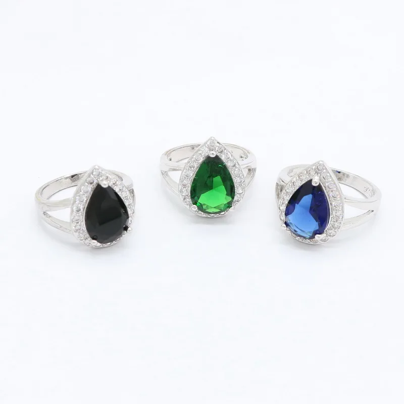 Xutaayi Classic Women Engagement Party Jewelry Big Tear Drop Green Crystal Rings with Zirconia Stones R_1324 wedding rings engagement rings crystal rings