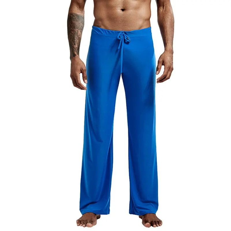 Blue Мужские штаны для йоги, свободные штаны, 5XL, тайские штаны для рыбалки, джоггеры, одноцветные, на шнуровке, с карманами, повседневные штаны, винтажные мужские - Цвет: Blue