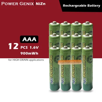 

Freeshipping 12Pcs/lot NiZn 1.6V AAA 900mWh Rechargeable Powergenix more than 1.5v Battery High Voltage For High Drain Usage