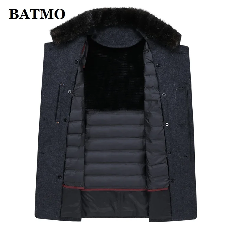 BATMO Новое поступление зима 90% белый утиный пух Подкладка толстое шерстяное пальто мужские, мужские шерстяные куртки, мужское шерстяное теплое пальто 8866