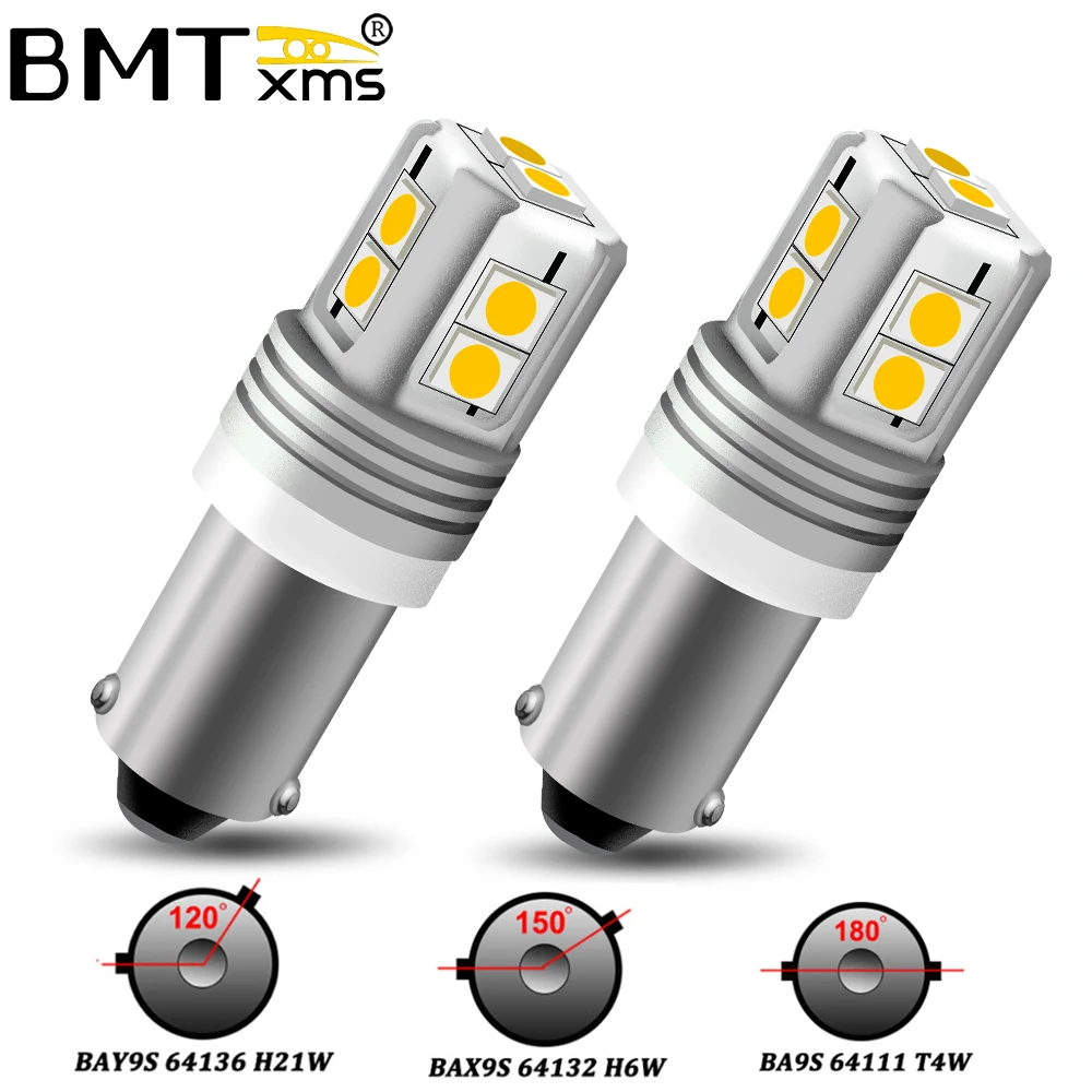 BMTxms 2x Canbus 64111 BA9S T4W 64132 BAX9S H6W 64136 BAY9S H21W LED Moto Parklichter Innen Rückwärtsbremse Blinker Lampe – Detail 1
