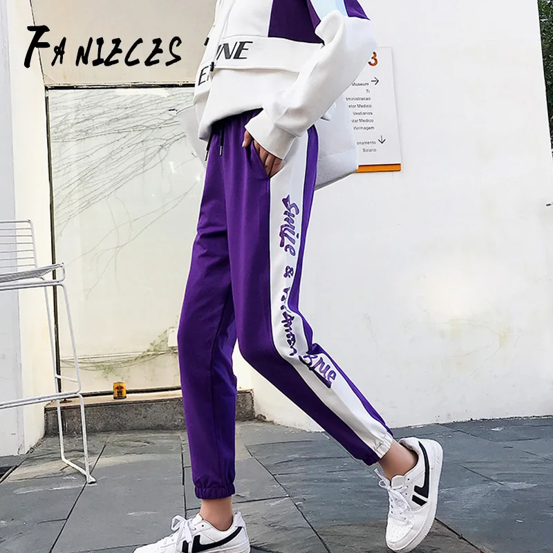 FANIECES настоящая фотография осень хип-хоп тренд свободная с печатью спортивные штаны луч ноги Harajuku bf stlye брюки уличная