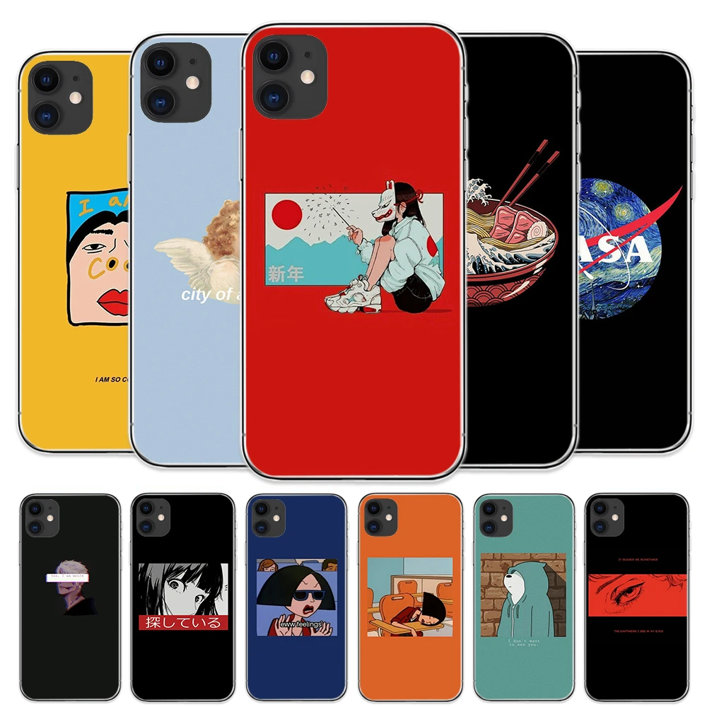 Aesthetic Anime Angle Phone Case For Iphone 11 Pro Max 8 Plus 7 Plus 6s 5s Se X Xs Max Xr Coque Fundas Cartoon Soft Tpu Covers Aliexpress Cellphones Telecommunications