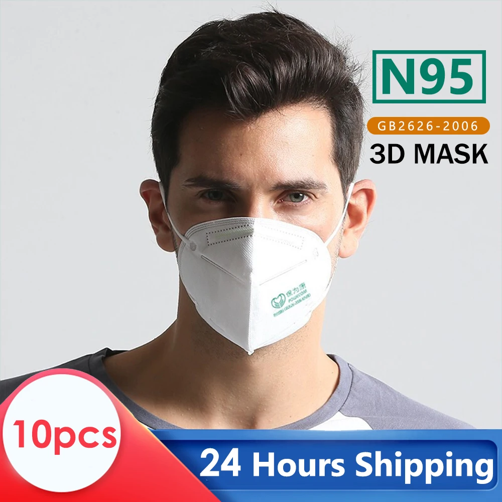 

10Pcs KN95 Face Masks Dustproof Breathing Safety Mouth Caps Suitable Features 3D Masks Flu Anti Virus Infection Adult Face Mask