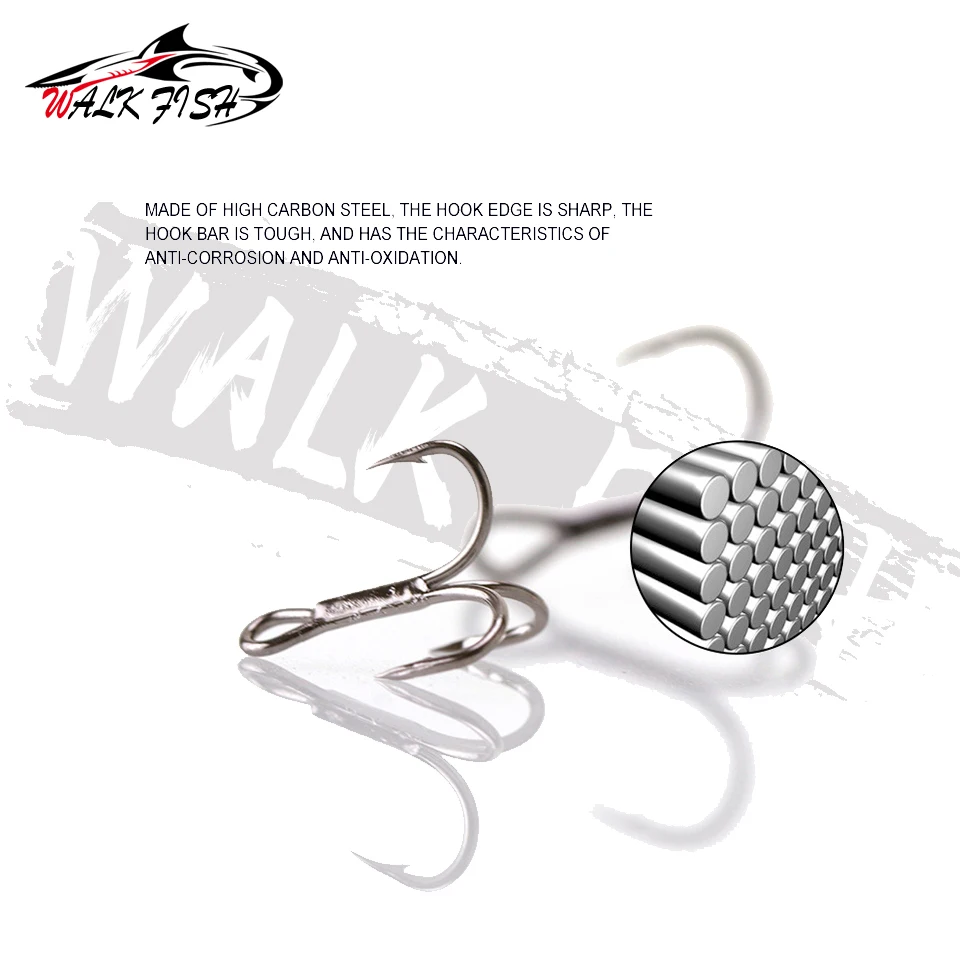 WALK FISH 10PCS Fishing Hooks High Steel Carbon Material Treble