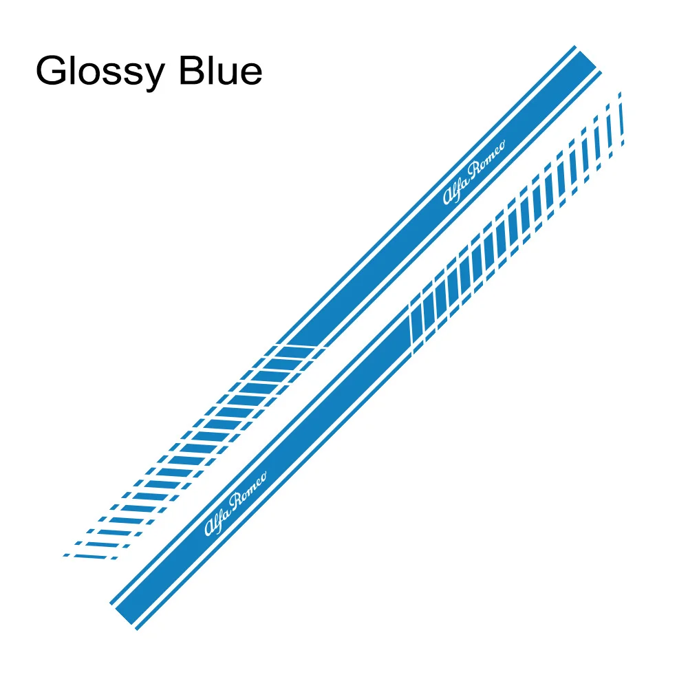 2 шт. автомобильный Стайлинг боковой двери юбка виниловые полосатые наклейки для Alfa Romeo Giulia Giulietta 159 156 MITO Stelvio 147 GT аксессуары - Название цвета: Glossy Blue