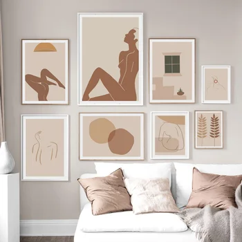 

Abstract Line Body Art Woman Leaf Plant Wall Art Canvas Painting Nordic Posters And Prints Wall Pictures For Living Room Decor