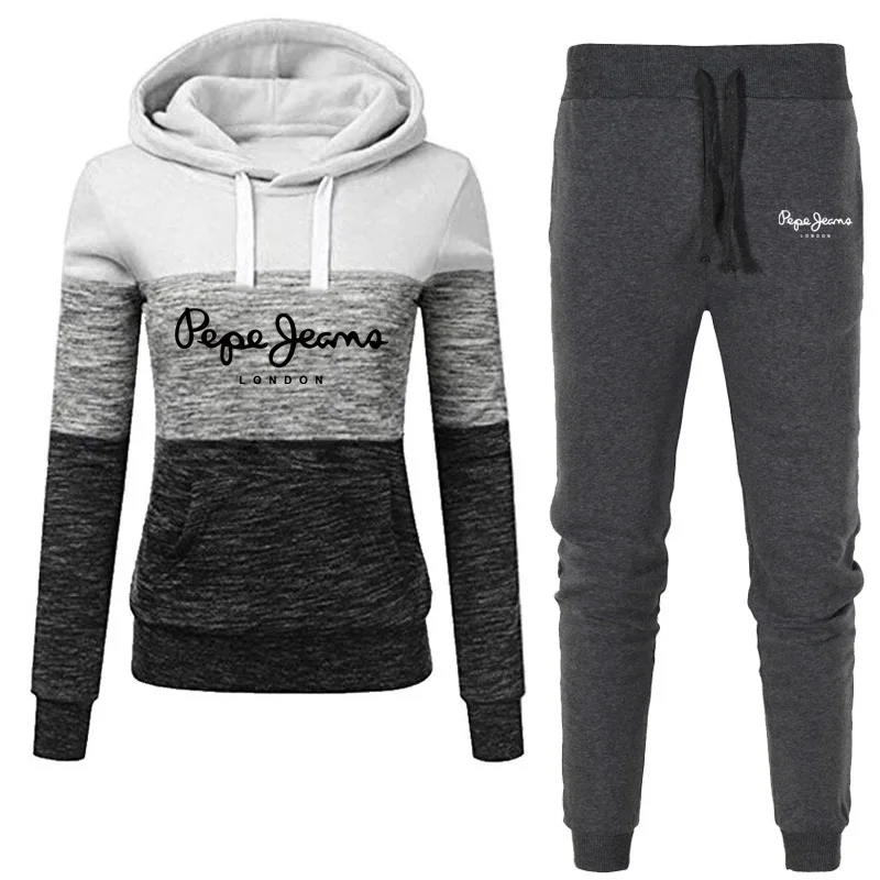 Women's Tracksuit 2 Piece Set Pullover Hoodie+Pants Sports Suit Female Autumn Winter Sweatshirt Sets Sportswear Suits For Woman plus size pants suits evening wear