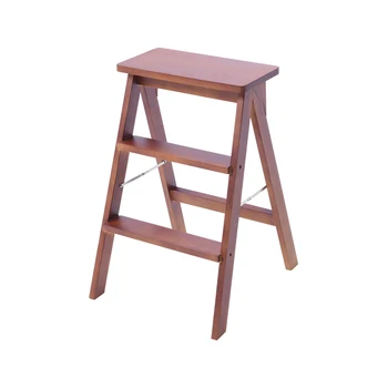 

Solid wood step stool home three step folding ladder room indoor multi function ladder chair kitchen dual use ascending stair