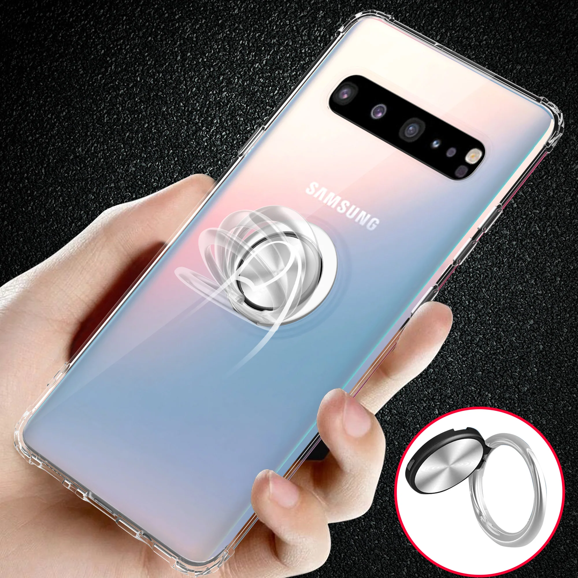

Protective Case For Samsung Galaxy S10 Plus S10e Phone Cover S 10 5G Cases 10Plus E 10E 10s Kickstand Magnetic Ring Bumper Clear