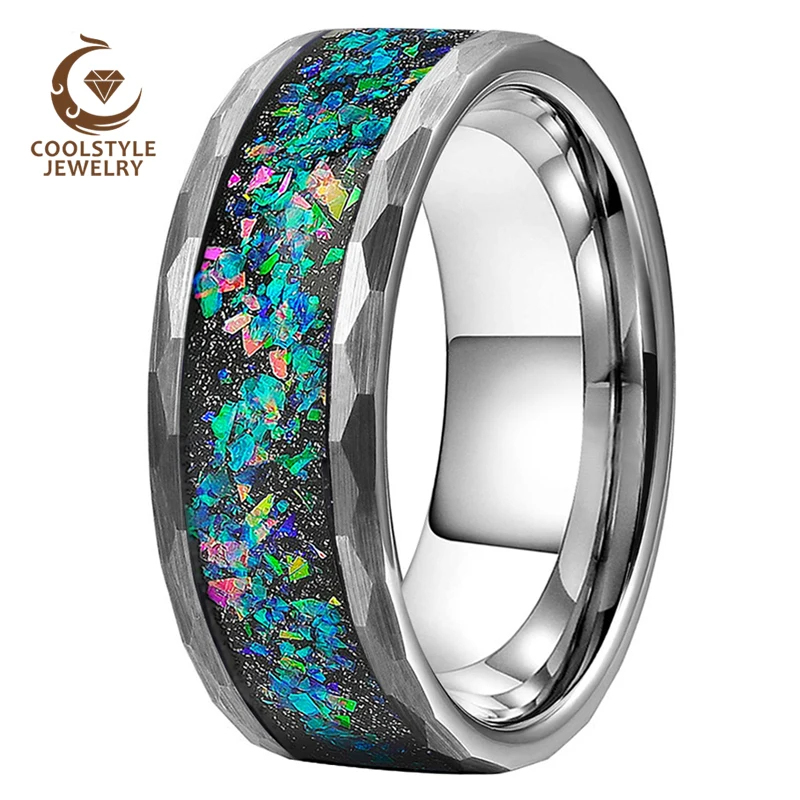 Обручальное кольцо для мужчин и женщин мульти грань 8 мм вольфрамовая плоская