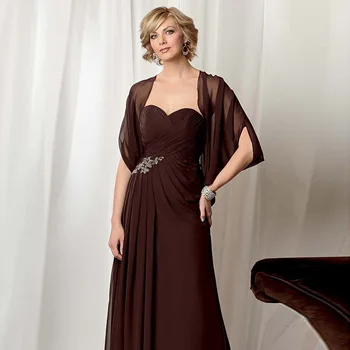 

BGW 202104ht Bride Mom Dress Chiffon Sweetheart Sleeveless A Line Mother Of The Bride Dress With Wrap Mother Groom Evening Gowns