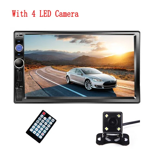 7010B 4 LED Camera " HD плеер с сенсорным экраном MP5 памяти SD/FM-радио/MP4/USB/AUX/Bluetooth 2 Din автомобильный радиоприемник автомобиля аудио заднего вида Камера дистанционного Управление Зеркало Ссылка - Цвет: 7010B 4 LED Camera