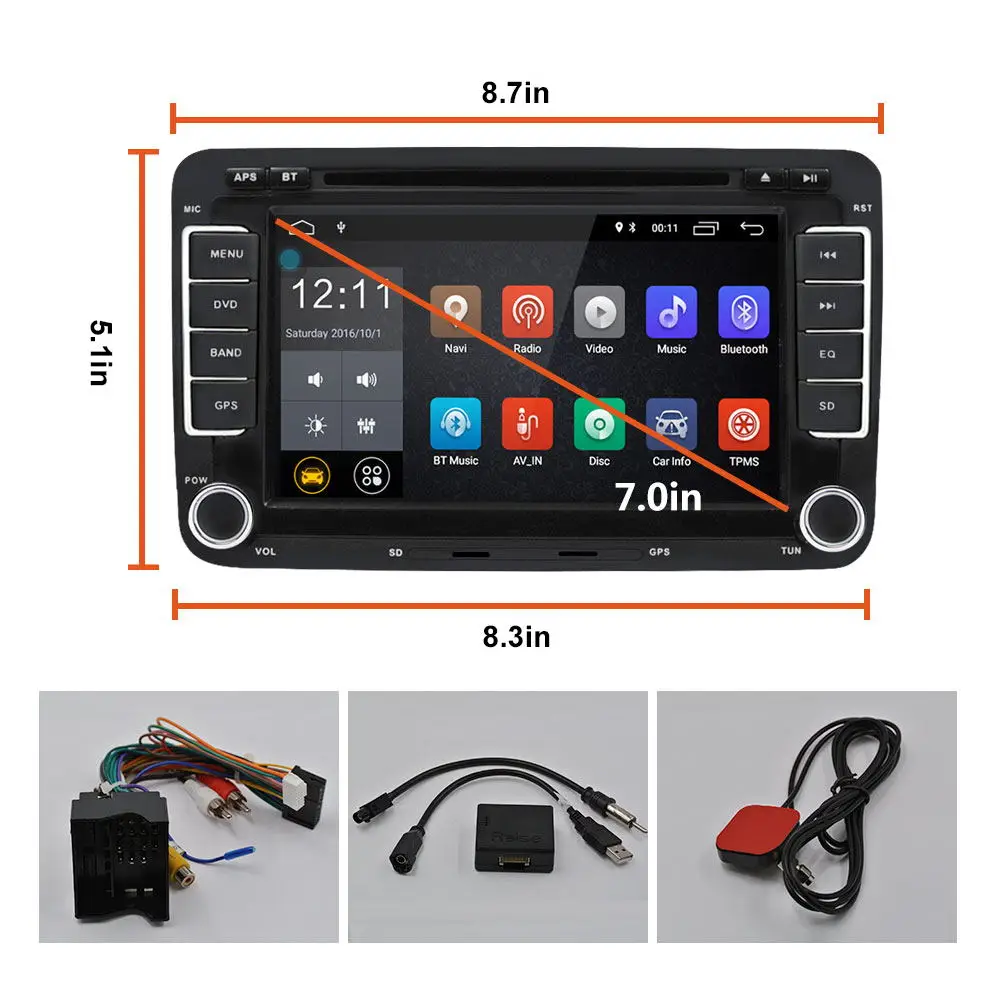 Discount 7 Inch 2 DIN Android Car Stereo Radio Multimedia Player 1G+16G Touch Screen GPS bluetooth For VW Passat Golf Jetta Seat Skoda 12