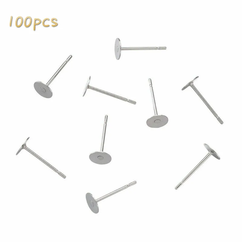 

100pcs 5mm 304 stainless steel oblate rough nails earrings assembly earrings for DIY design accessories