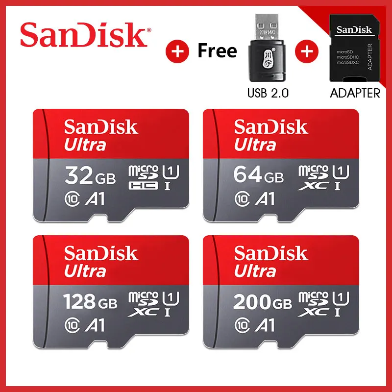 SanDisk A1 Micro SD карта класс 10 16 г 32 64 128 200 памяти microSD SD/TF мини флэш-карты для