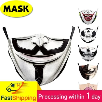 

2020 New Funny V Print Washable Face Mouth Mask Fabric Reusable Mascarilla Men Women Printed Pattern Masque For Face