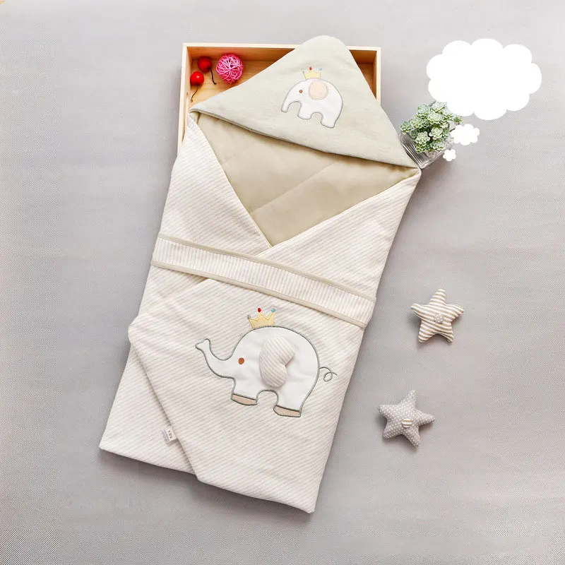 Little Elephant Blue Конверт для новорожденных, Хлопковое одеяло для новорожденных, товары для младенцев - Цвет: Little Elephant Blue