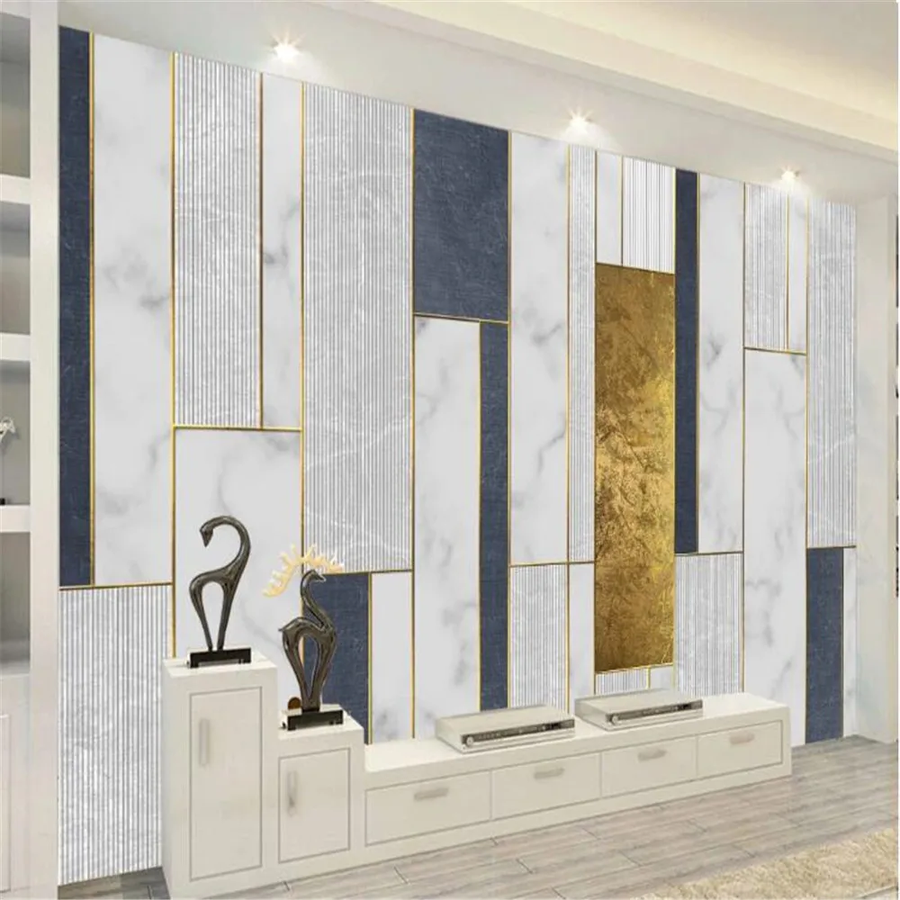 

Milofi 3D mural modern minimalist geometric golden line mosaic pattern TV background wall