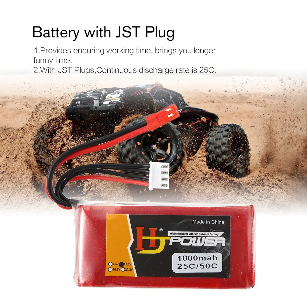 HJ 11,1 V 1000MAH 25C 3S Lipo аккумулятор JST разъем Перезаряжаемый для RC гоночный Дрон вертолет модель автомобиля лодки