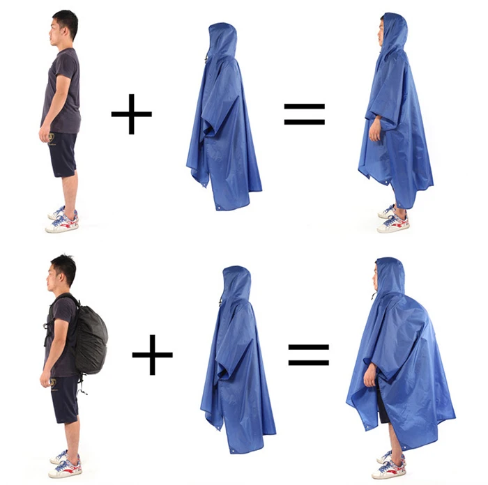 3 в 1 Многофункциональный плащ водонепроницаемый пончо рюкзак с защитой от дождя для палатки тент альпинистские походные дождевики с капюшоном
