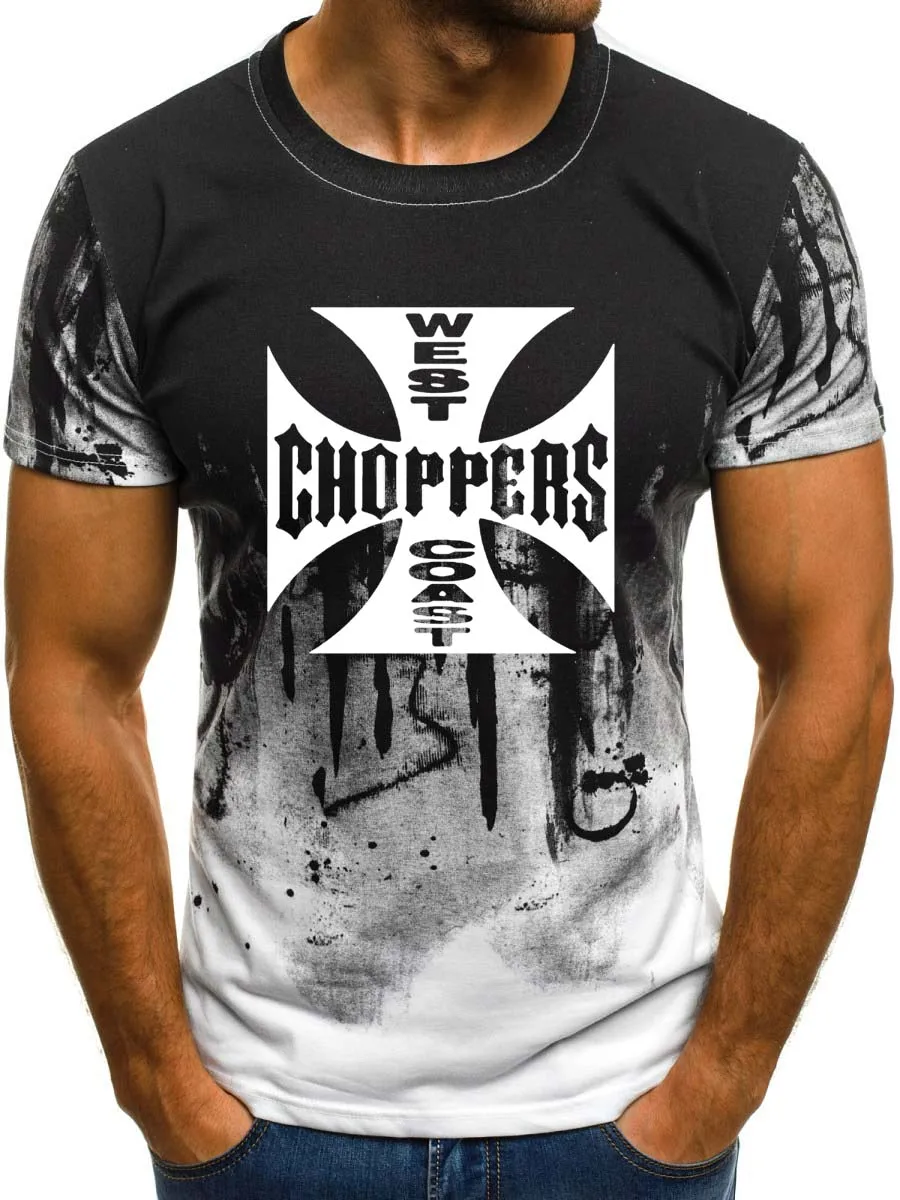 Рок-музыка West Coast Choppers Футболка с принтом Мужская Летняя Harajuku с круглым вырезом Повседневная хлопковая градиентная с коротким рукавом хип-хоп Мужская футболка - Цвет: 801