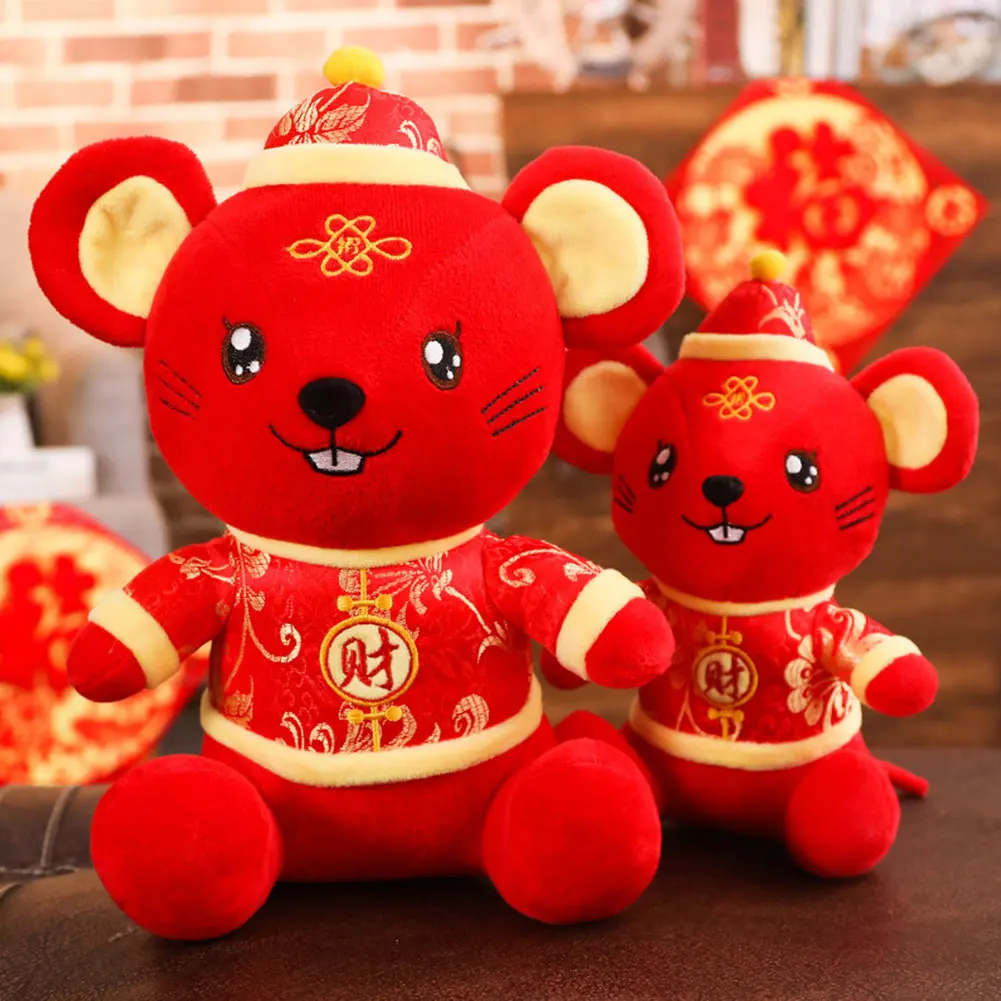 Мышка плюшевая кукла домашний декор китайский год хорошие пожелания счастливый символ подарок чучела животные благоприятная детская игрушка-талисман