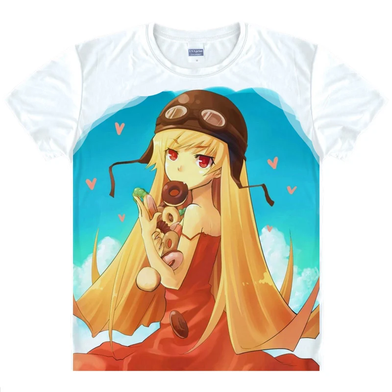 Аниме bakemonogatari футболка bakemonogatari Senjougahara Hitagi футболка Sengoku Nadeko Hanazawa Kana Oshino костюм SHINO для костюмированных представлений Милая футболка
