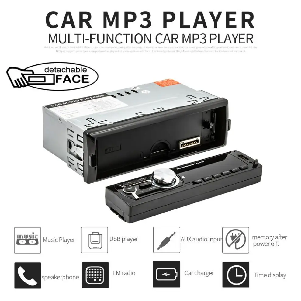 

Universal 1 Din Bluetooth Car Radio Multimedia Player with Front Detachable Panel