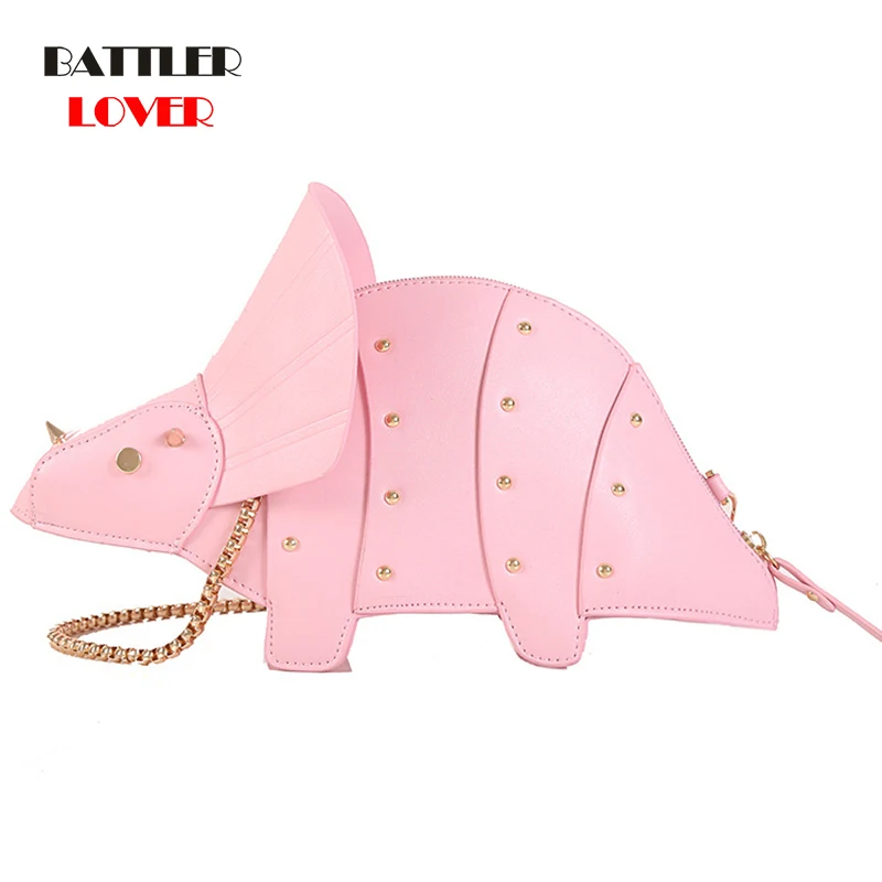 New 3D Unicorn Dinosaur Shape Cute Tote Women Crossbody Bag Clutch Fashion Handbag for Female Shoulder Bag Chain Purse