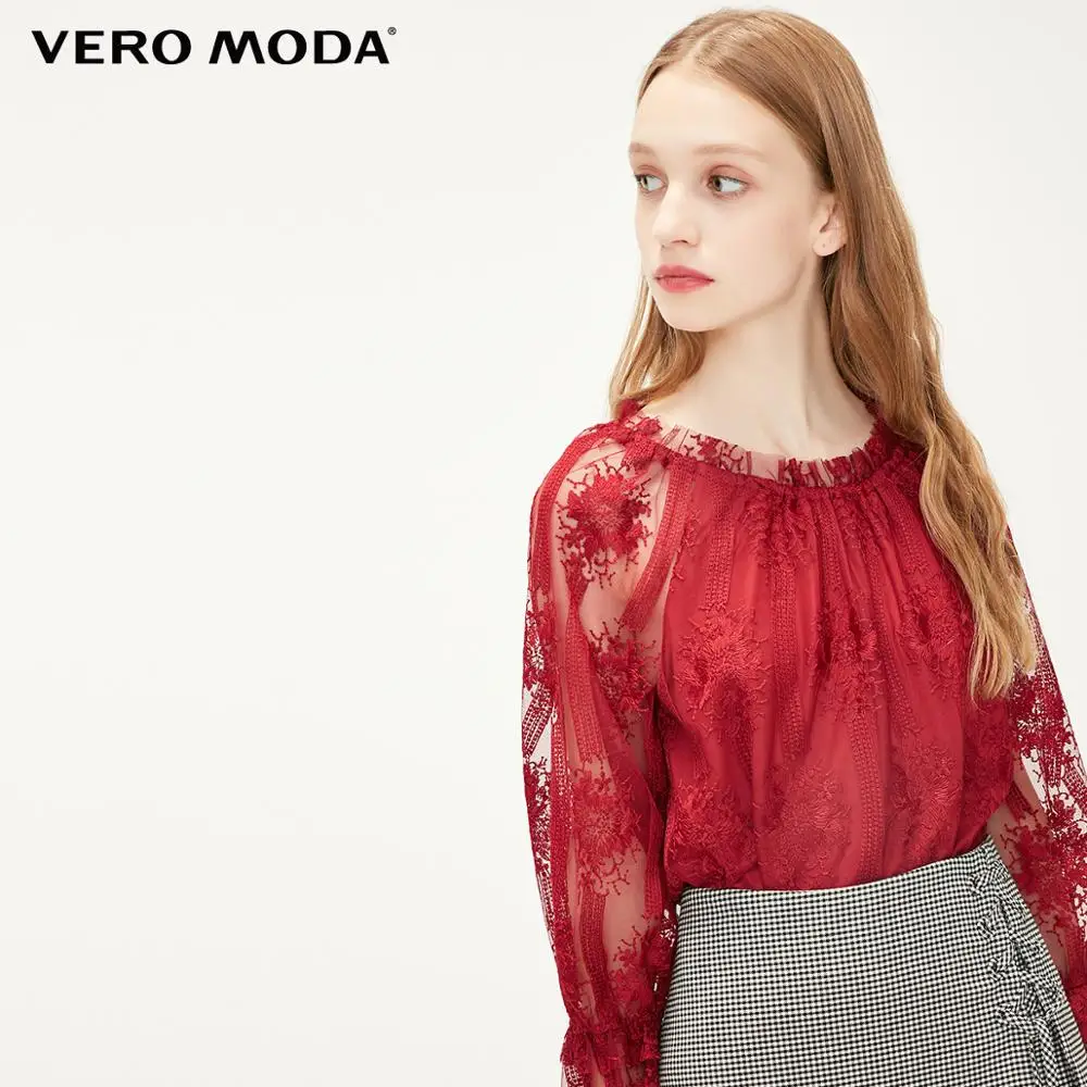 Vero Moda женский кружевной вырез прозрачный кружевной топ | 319130508