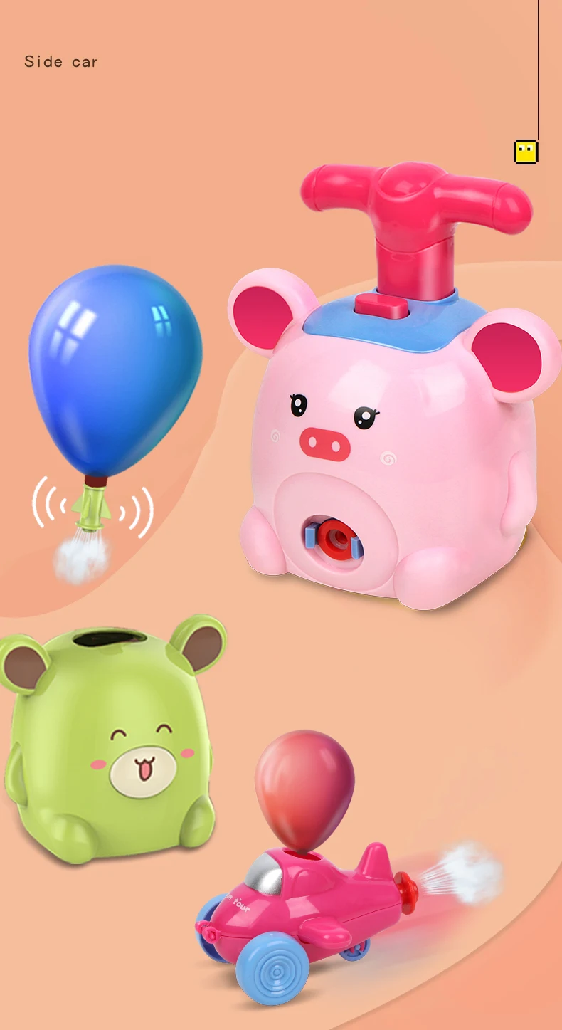 Balão de Carro com Lançador de Foguetes Educativo de Desenho Animado para Crianças Brinquedo 2 Balão de carro com lançador de foguetes,