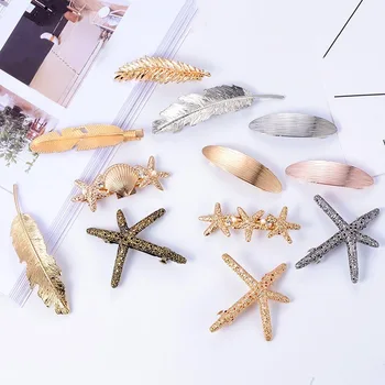 

Korea Chic Golden Metal Shell Starfish Conch Pearl Hair Grip Hairpin Hair Ornament Hair Accessories for Women Beach Vacation