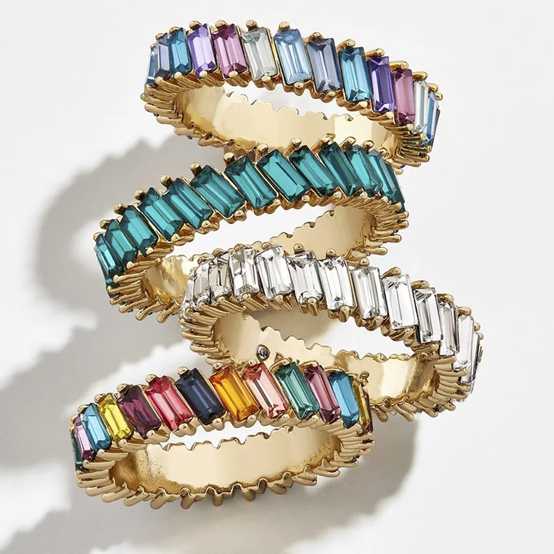 

Best lady Tilt Crystal Alloy Multi-colored Ring for Women Wedding Boho Handmade Metal Girls Party Rings High Quality Wholesale