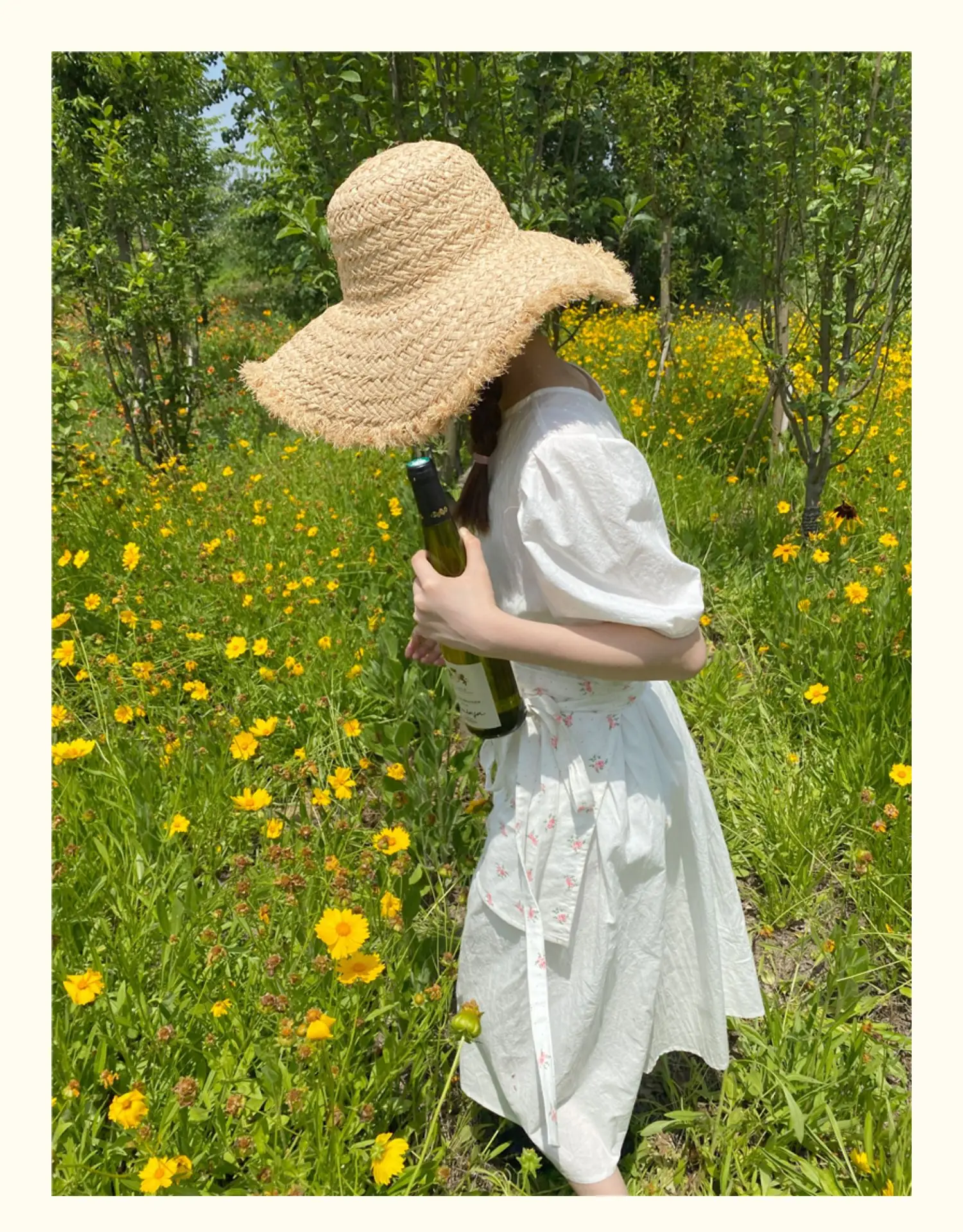 Estilo coreano francês retro menina romântico floral