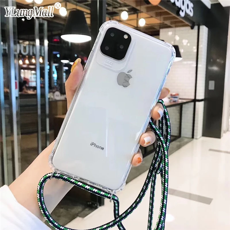

Crossbody Lanyard Transparent Case For iPhone 11 2019 Case Heavy Duty Protection Cover for iPhone 11 Pro Max 2019 Phone Case New