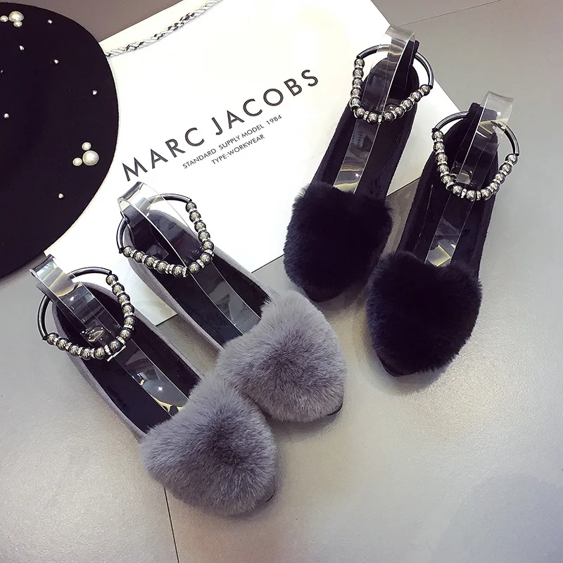 

2018 Autumn And Winter New Style Korean-style round Single Shoes A- line Buckle WOMEN'S Flat Shoes Suede Fashion Shallow Mouth F