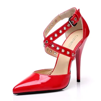 

2019 spring and summer new straps pointed sexy high heel stiletto shallow mouth single shoes custom large size princess shoes