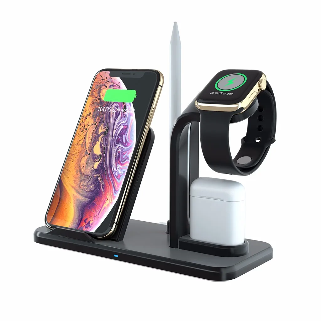 USB быстрое зарядное устройство Qi Беспроводная зарядка AirPower для iPhone для Airpods 4 в 1 беспроводная зарядная подставка Dock-L1017