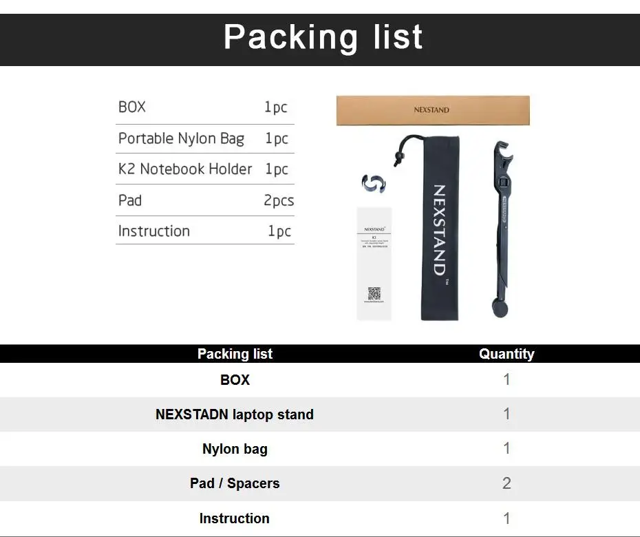 NEXSTAND K2 للطي لاب توب محمول حامل زاوية عرض/ارتف...