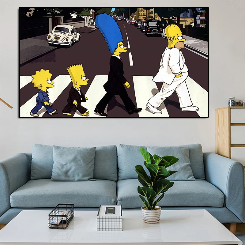 Мультфильм Барт Simpsons фильм рисунок на холсте Homer Marge дорожные постеры и принты