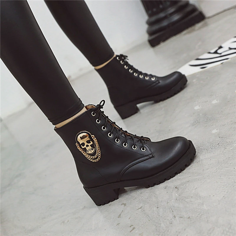 gothic chunky heel boots