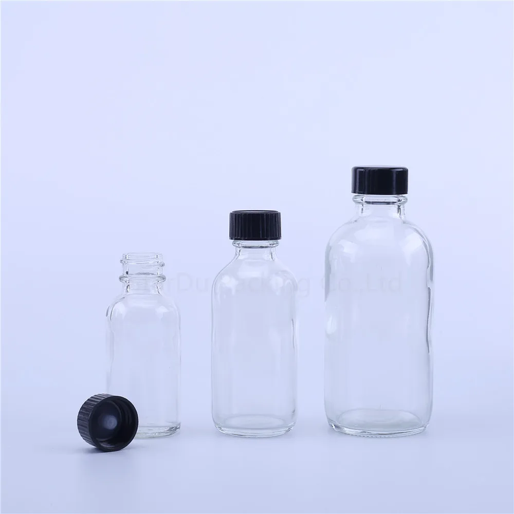 

30ml 60ml 120ML Transparent Glass Bottle for essential basic massage oil Pipette Bottles Refillable Boston bottle 200pcs