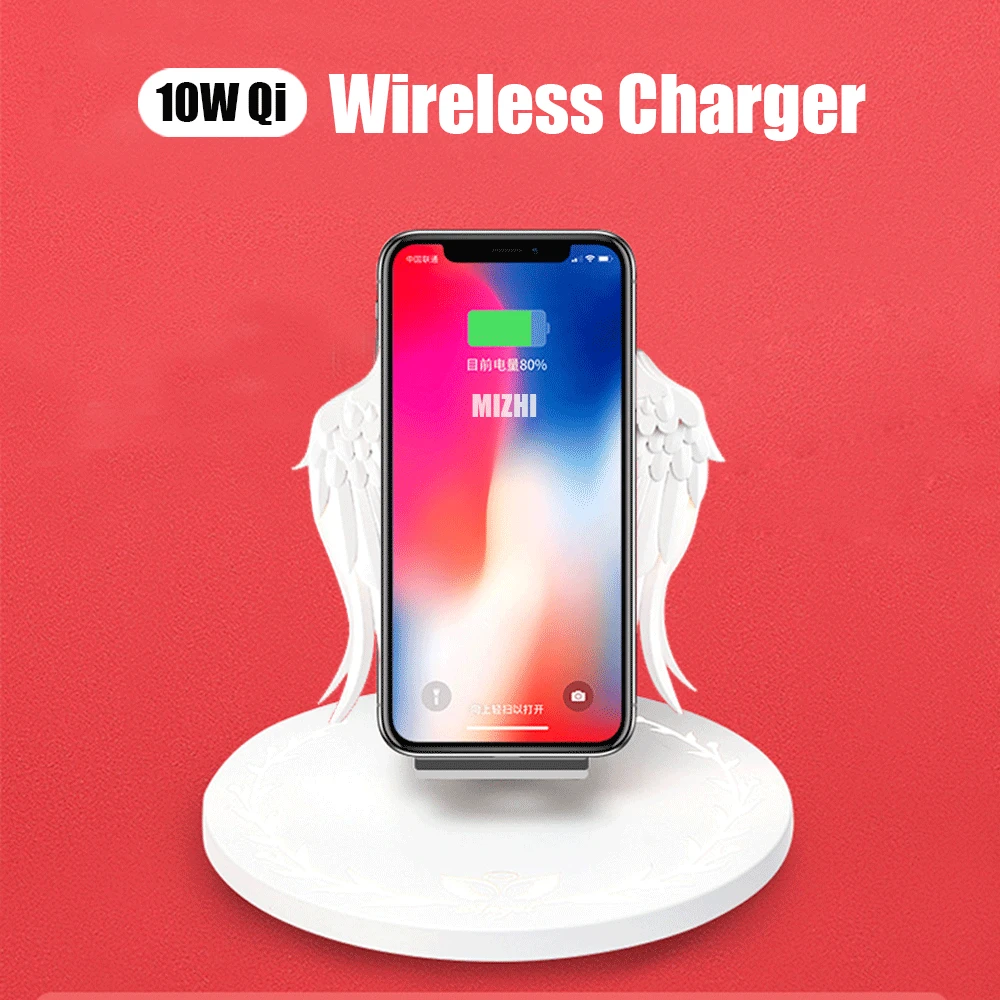 Angel Wings быстрое зарядное устройство 10 Вт Беспроводная зарядка для iPhone X XR 8 samsung Note 10 huawei P30 Pro Honor держатель телефона для Xiaomi