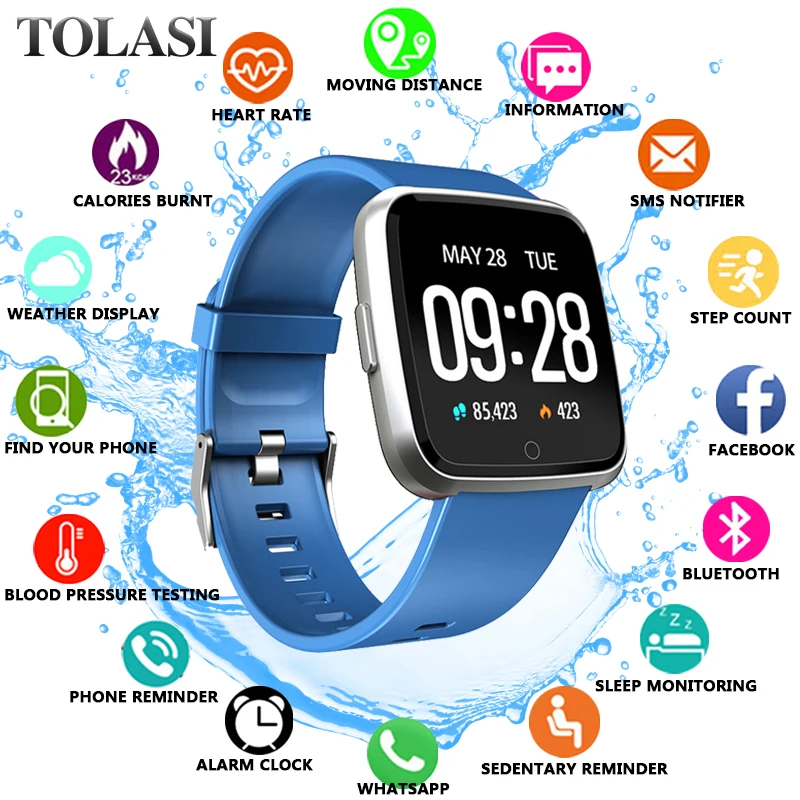 

2019 New Smart watch Men IP67 Waterproof Activity Fitness Tracker Heart Rate Monitor Women Smartwatch For Android IOS pk A1 Q18
