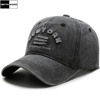 

[NORTHWOOD] Brand Mens Baseball Caps New York Washed Cotton Baseball Dad Hat Bone Masculino Trucker Cap Women Hip Hop Cap