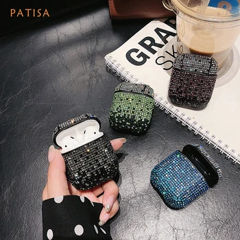 

Gradient color Diamond glitter Luxury Earphone Case for AirPods 1 Headset Box beautiful Wireless Headphone Cover for AirPods 2