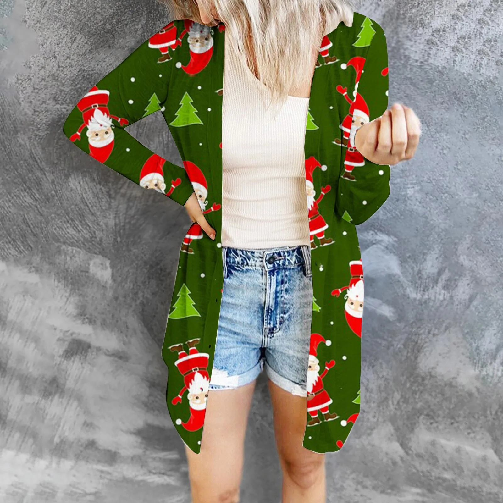 European and American Cardigan Clothes Christmas Printing Fashion Button Long Sleeve Cardigan for Women knit cardigan Female 1
